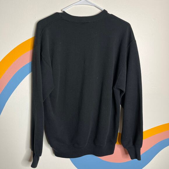 Vintage 80s 90s Wolf Sweatshirt Men's M Black Crewneck Feathers Native American - Picture 4 of 5